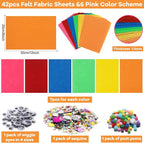 42Pcs Colorful Felt Fabric Sheets 8 x 12 Inch Assorted Red Pink Blue Soft Thick - Image 2