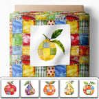 Fruit Patchwork Cotton Fabric Panel – 6 Fruit Designs + Bonus Patchwork Sheet - Image 2