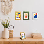 8x10 Picture Frame with Mat for 5x7, Wavy Edge Wooden Real Glass Photo Frame - Image 3