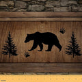Rustic Bear Fabric by The Yard, Vintage Wildlife Silhouette Waterproof Outdoor by CastleFairy
