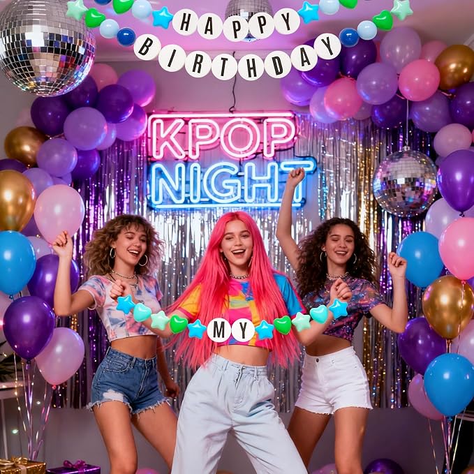 Kpop Theme Party Decorations Christmas Giant Friendship Bracelet Garland Kit - Image 5
