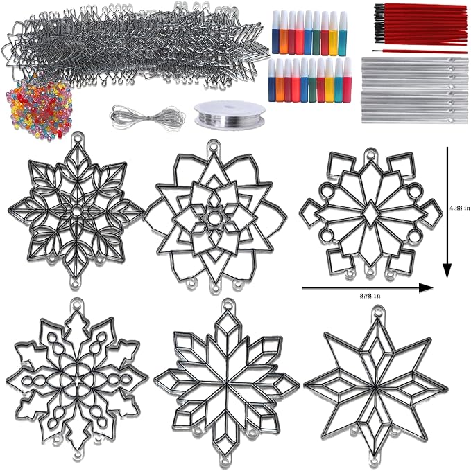 Ayhuhra 30 Sets Winter Snowflake Wind Chime Suncatchers Craft Kits DIY Window - Image 3