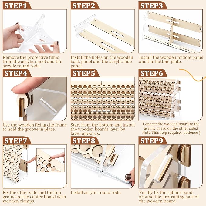 Colingmill Wooden Paint Organizer Storage Rack, 108 Holes Miniature Model Paint - Image 6
