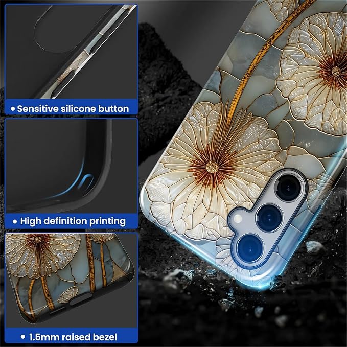 for Samsung Galaxy S25 FE Case, Dandelion Stained Glass Pattern Glossy 2 in 1 - Image 6
