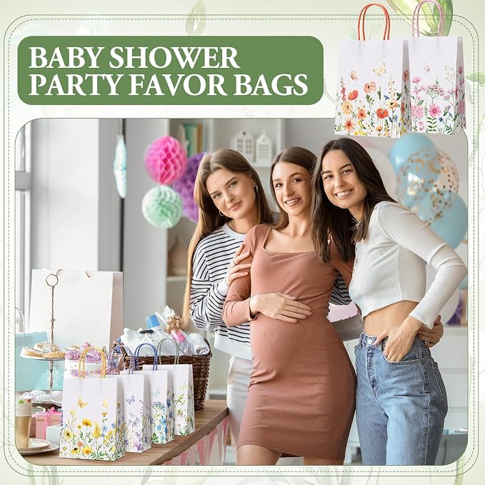 Gaillty 48 Pcs Wildflower Paper Gift Bags 6 Styles, Floral Goodie Bags - Image 4
