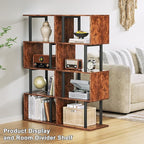Furologee 5 Tier Bookshelf, S Shaped Geometric Bookcase, Narrow Freestanding - Image 4