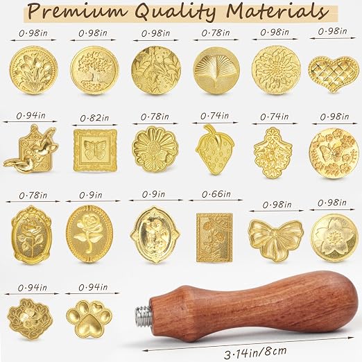 Vintage Wax Seal Stamp Set – 20-Piece Classic Seal Heads - Image 6