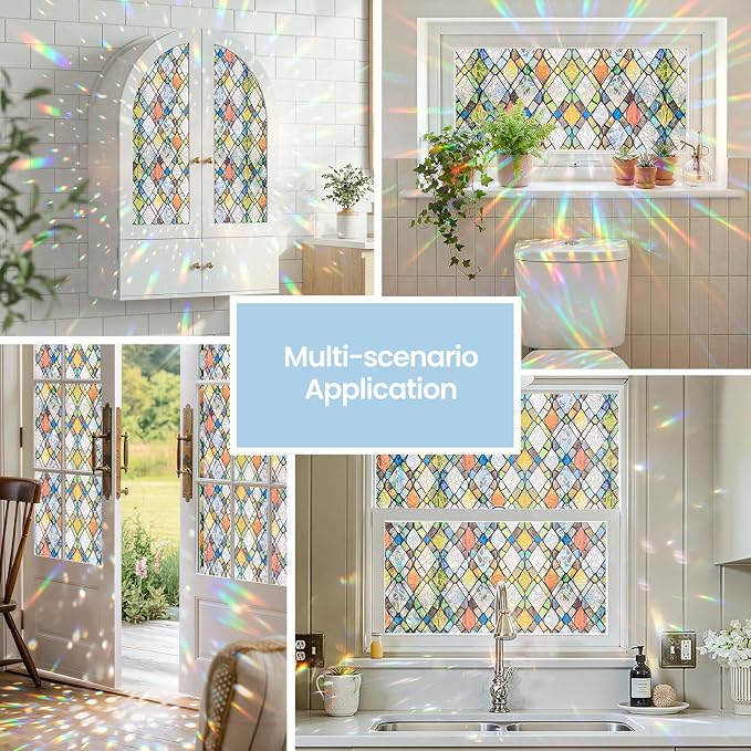 ADD.HERES Window Privacy Film, Stained Glass Decorative Static Cling, Removable - Image 3