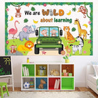 72PCS We Are Wild About Learning Bulletin Board Set Jungle Animals Truck - Image 6