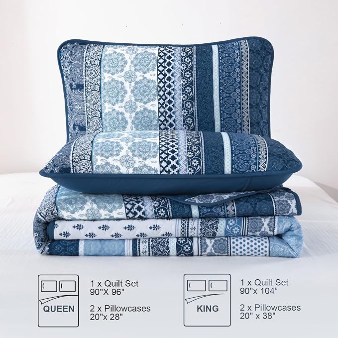 WONGS BEDDING Boho Quilt Set California King Size, Lightweight Microfiber - Image 7