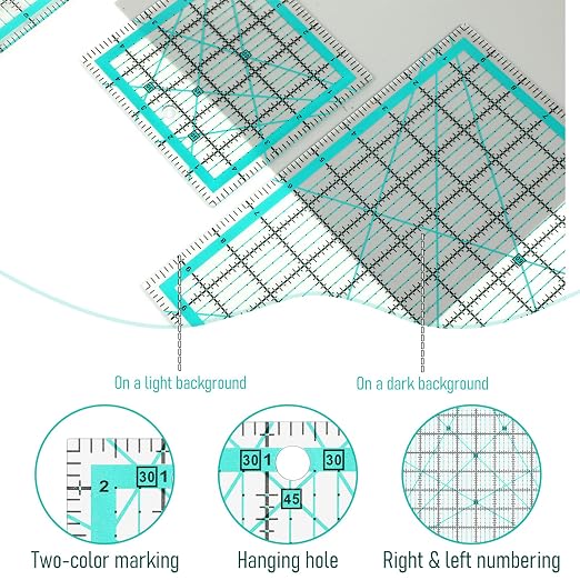 Quilting Rulers, 5 Square Quilting Templates - Image 6