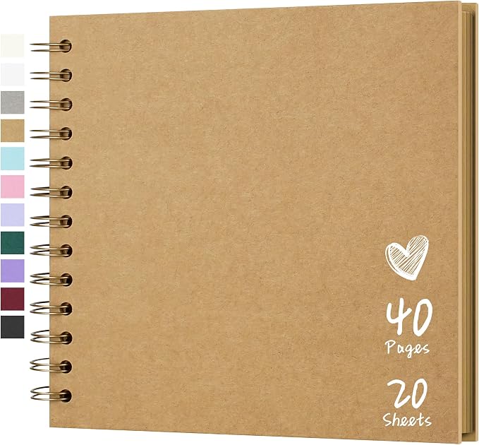 Scrapbook 7x7 Inch DIY Scrapbook Album Hardcover Kraft Paper Scrap Book Photo by Hiwhy