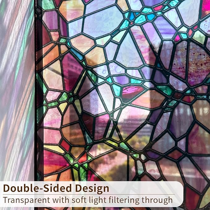 funlife Original Hand-Drawn Stained Glass Window Film, Reusable Double-Sided - Image 2