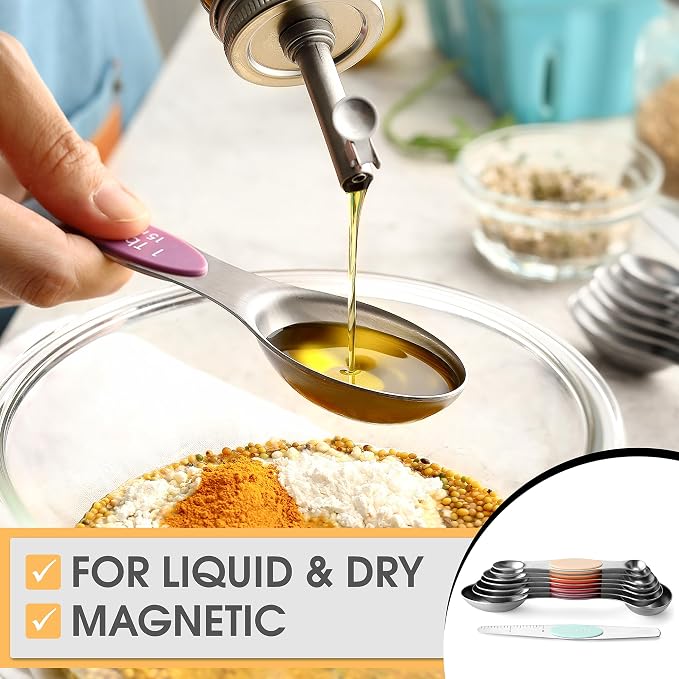 Spring Chef Stainless Steel Metal Magnetic Measuring Spoons Set of 8 - Image 4