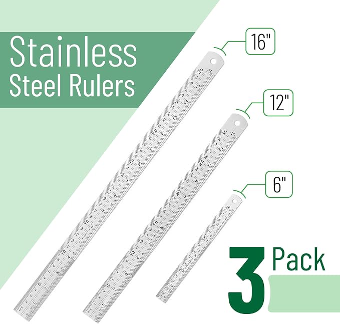 Mr. Pen- Metal Straight Edge Ruler, Imperial & Metric Measurements - Image 2