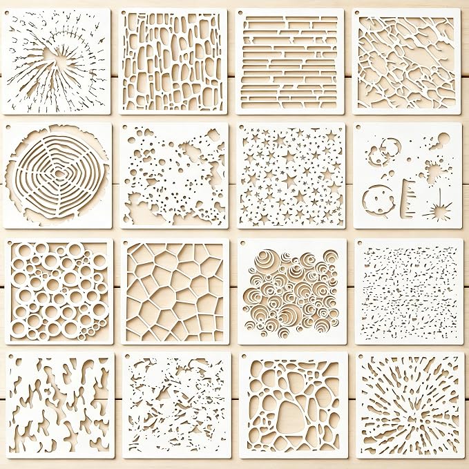 16PCS Geometric Stencils for Painting, Reusable Abstract Layering Stencils for by Unknown