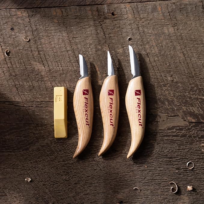 Flexcut Wood Carving Knives | Starter Set of 3 Woodcarving Knives | 1095 High - Image 4