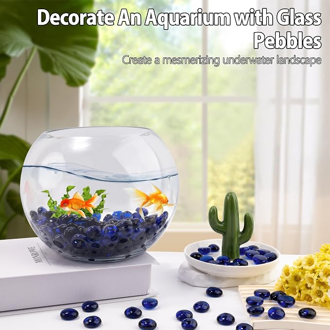 Blue Glass Marbles, 0.97 LB Transparent and Smooth Flat Glass Beads - Image 4