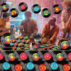 142Pcs Record Theme Tableware Set, Tablecloth, Hanging Swirls Record Banner - Image 2