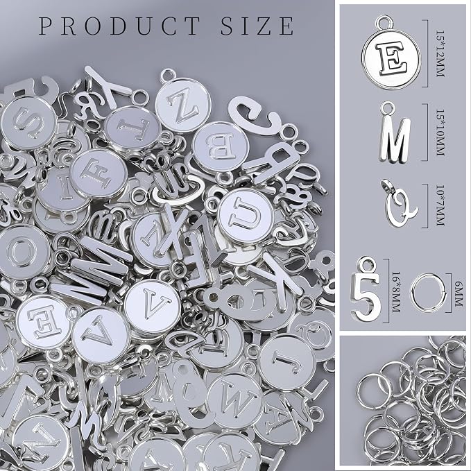 LEOBRO Letter Charms, Bracelet Necklace Charm & Jump Rings, Jewelry Making - Image 4