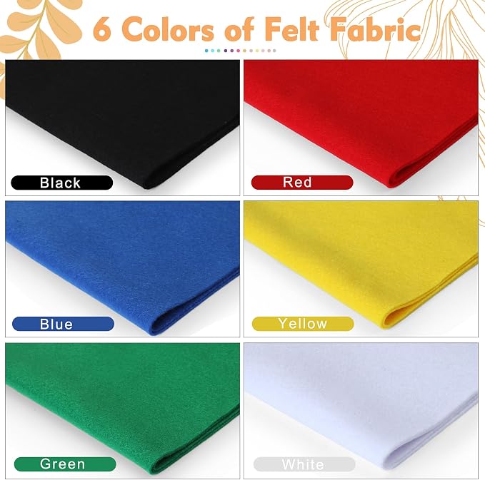 HaoFeiJH 6 Rolls 8"x20" Soft Felt Fabric Sheets, 1.6mm Thick, and Projects - Image 2