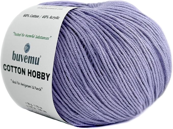 Cotton Hobby Yarn for Amigurumi Crochet & Knitting | 1.76 oz / 180 yds by buvemu