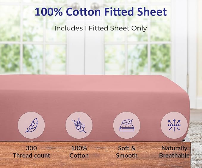 ROYALE LINENS 300 Thread Count 100% Long Staple Combed Cotton Fitted Sheet Full - Image 3