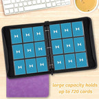 GERMUN 3 Ring 9 Pocket Zipper Card Binder, 720 Double Sided Standard PU Trading - Image 7