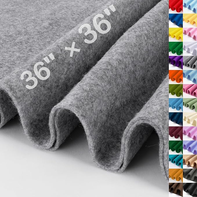 XSEINO Gray Large Felt Fabric 36" X 36 ", 1.4 mm Thick Soft Felt Fabric Sheet by XSEINOiscreating%EF%BC%81