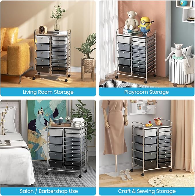 BECOMFORT 15-Drawer Rolling Cart - Image 8