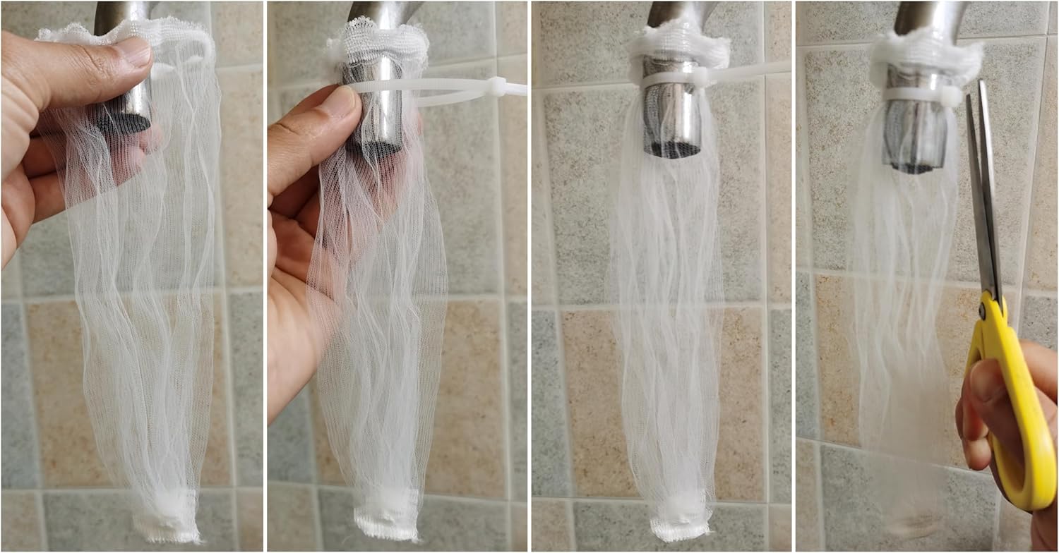 50 Pieces Washing Machine Hose Lint Traps Pet Dog Hair Catcher for Washer Laundry Lint Snare Sink Drain Hose Filter Dryer Mesh Bag with 50pcs Cable Ties