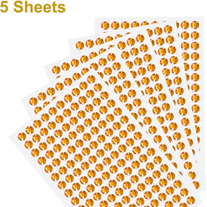 HARFINGTON 5 Sheet/800pcs Rhinestone Adhesive Stickers Self Adhesive Acrylic - Image 3