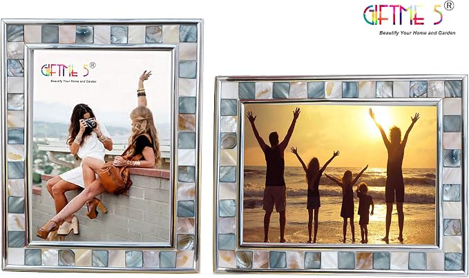 Silver Plate Picture Frame 4x6 Mother of Pearl 4 by 6 Photo Frame Mosaic Glass - Image 7