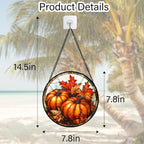 DASTOLL Stained Glass Window Hanging, Pumpkin Maple Leaf Suncatcher - Image 7