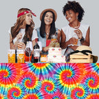 Newwiee Tie Dye Tablecloth Rainbow Table Cloth 54 x 108 Inch Plastic Rectangle - Image 5