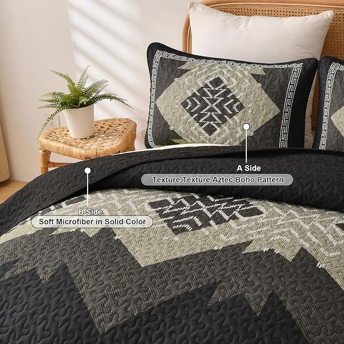 Dintszyayue Boho Quilt Set King Size, 3 Pieces Texture Southwestern Bedding Set - Image 4