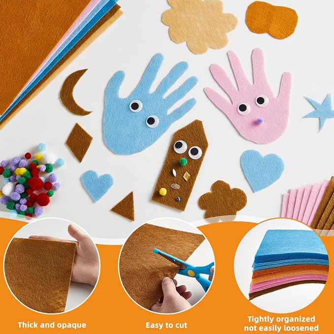 42Pcs Boho Felt Fabric Sheets 8 x 12 Inch Brown Beige Blue Assorted Soft Thick - Image 3