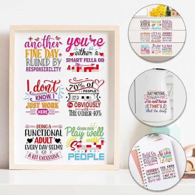 Rngmsi 20 Sheets Funny Sarcastic UV DTF Cup Wrap, Cold UV DTF Stickers | - Image 5
