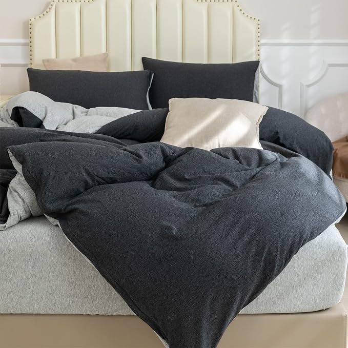 PURE ERA Jersey Knit Duvet Cover Set 100% T-Shirt Cotton Super Soft Comfy 3pc - Image 4