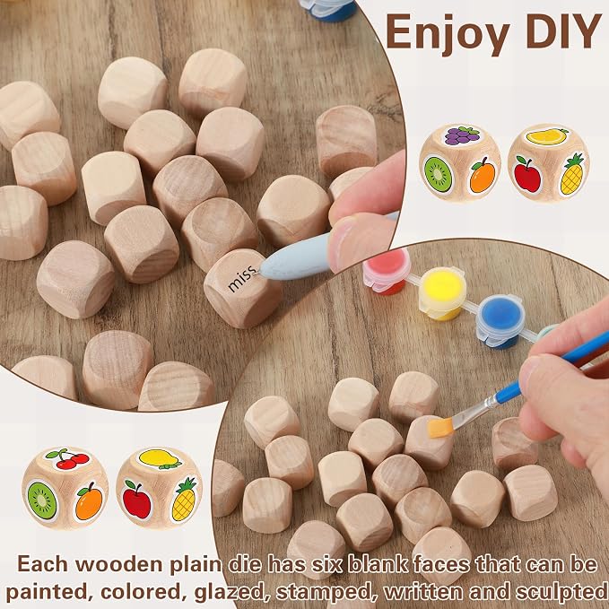 20 Pcs Blank Wooden Dice, 18 mm Natural Sandalwood Wooden Blank Dice - Image 3