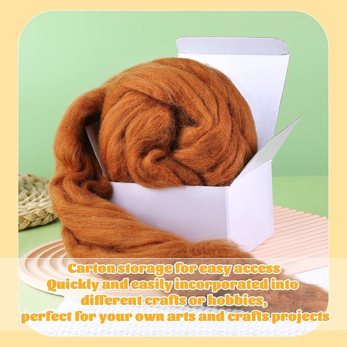 3.53oz Wool Roving, Wool Felting Supplies, Pure Wools, Chunky Yarn, Spinning - Image 8