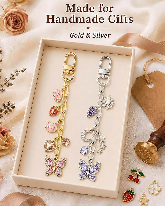 FIVEIZERO 30Pcs Gold Keychain Making Kit, Swivel Snap Hook & Lobster Clasps | - Image 3