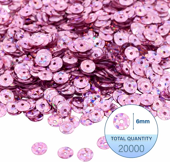 Mandala Crafts 6mm Cup Holographic Dusty Rose Sequins - Image 3