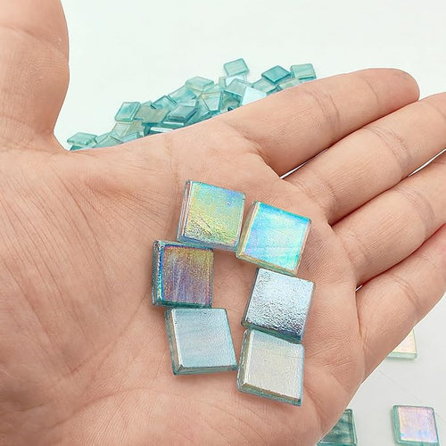 1.1 LB Ice Jade Mosaic Tiles, 0.59“ Square Glass Mosaic Pieces - Image 2
