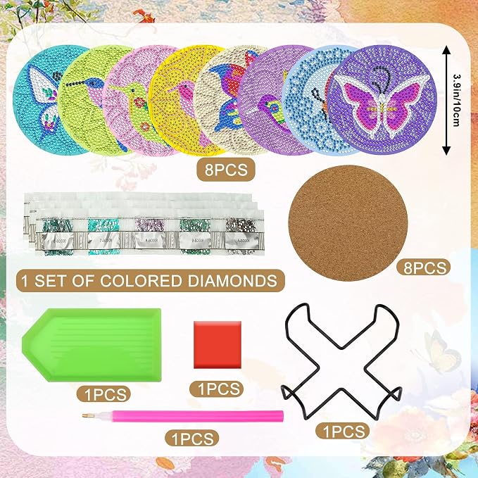 UPINS DIY Kit, Diamond Art Painting Coasters - Image 2