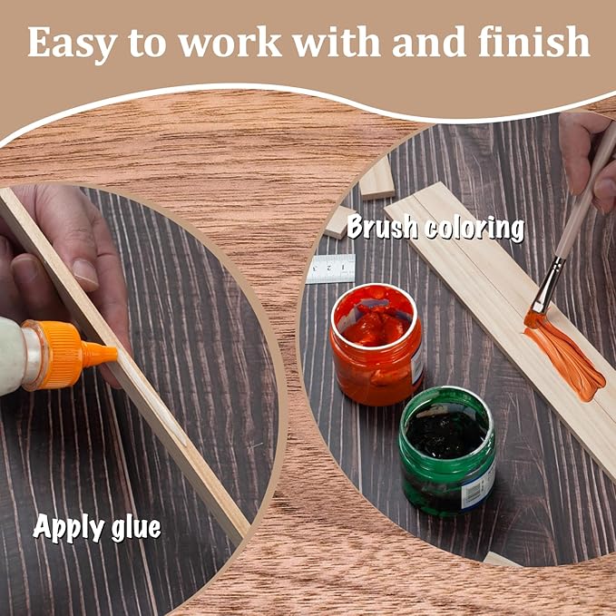 Wood Strips Trim Slats for Crafts, Square Wooden Dowels Wooden Sticks for Crafts - Image 4