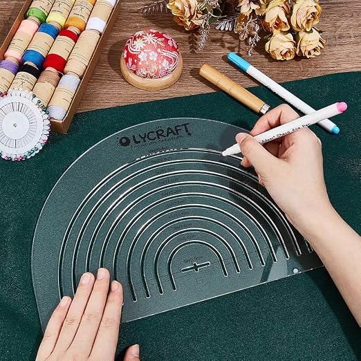OLYCRAFT Circle Acrylic Ruler for Cutting Fabric Clear Acrylic Templates - Image 3
