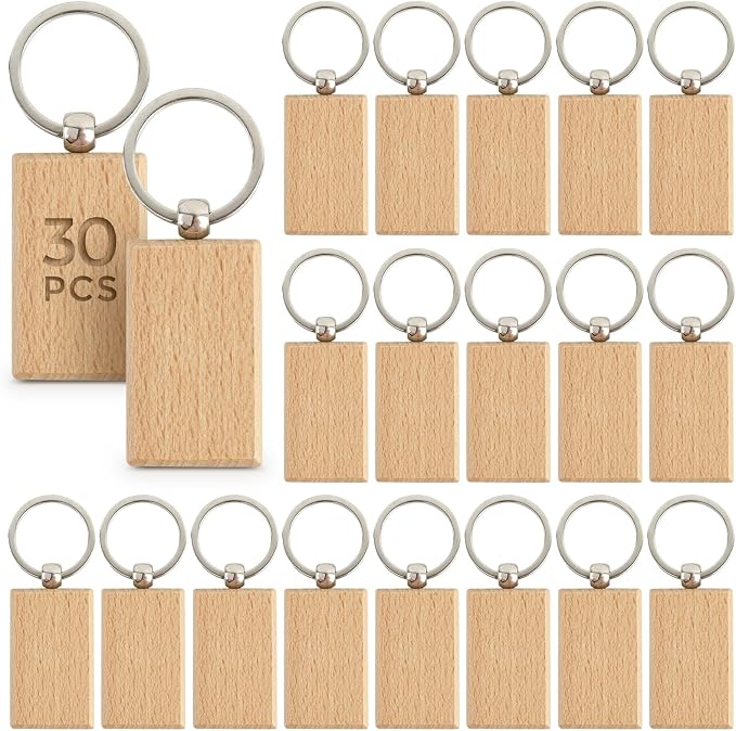 AUEAR, Blank Wooden Key Chain Wood Keychain Key Ring Key Tags Personalized EDC by AUEAR