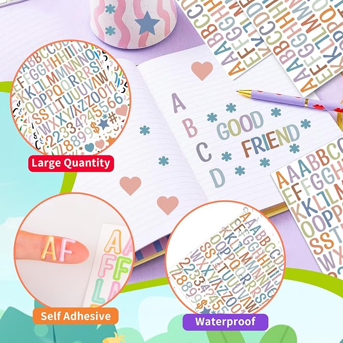 Letter Stickers 1 inch, Self-Adhesive Vinyl Waterproof ABC Letter Stickers - Image 3