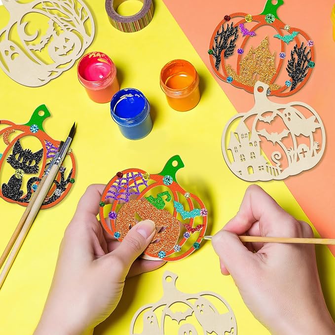 36PCS Wooden Pumpkins Ornaments to Paint Halloween Thanksgiving Decoration - Image 3